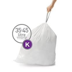 simplehuman  Custom Fit Code K  12 gal. Trash Can Liners  Drawstring  60 pk 