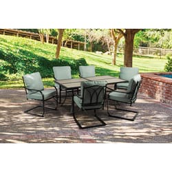 Living Accents Lake Ridge 7 pc Black Steel C-Spring Dining Set Teal