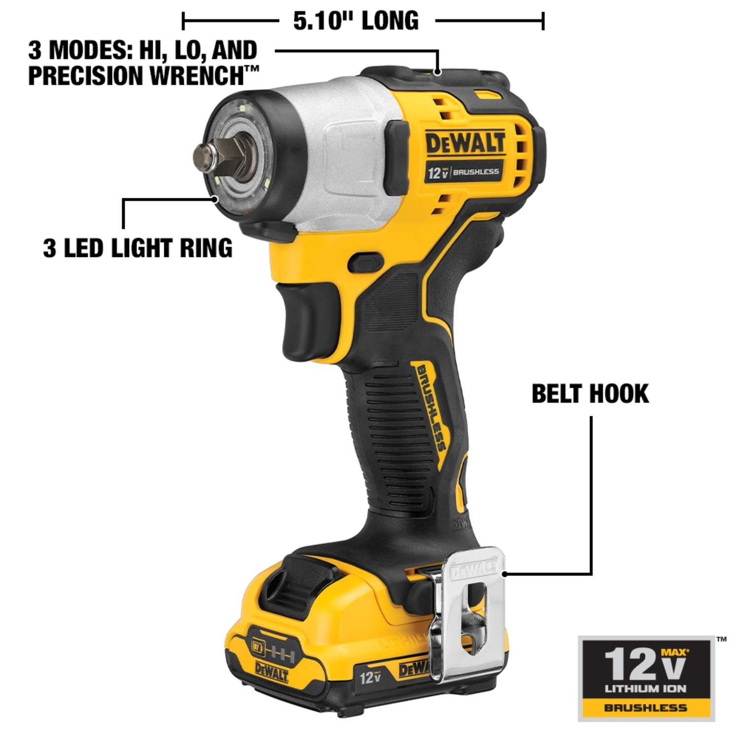 DeWalt 12V MAX 3 8 in. Cordless Brushless Impact Wrench Kit