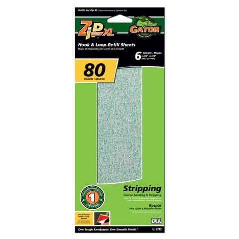 Gator Zip XL 9-1/2 in. L X 3-1/2 in. W 80 Grit Aluminum Oxide Sanding Sheet  6 pk - Ace Hardware