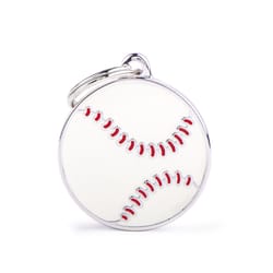 MyFamily Charms White Baseball Metal Dog Pet Tags Large