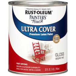 Rust-Oleum Painters Touch Ultra Cover Gloss Apple Red Water-Based Paint Exterior and Interior 1 qt