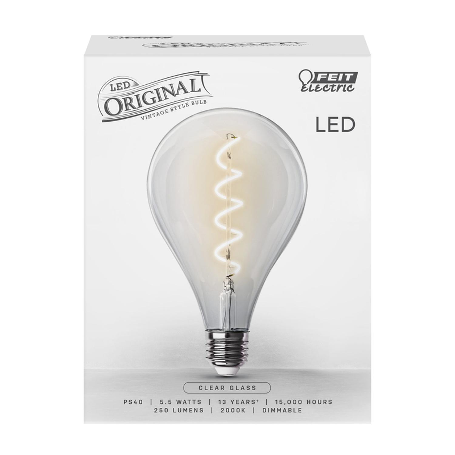 Feit Electric 60-Watt Equivalent PS40 Clear Glass Vintage Oversized Spiral Filament Edison LED Light Bulb in Warm White (3-Pack)
