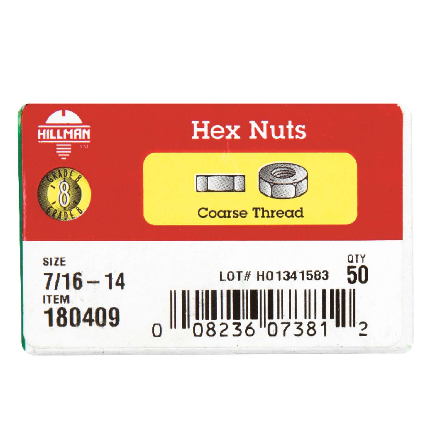 Hillman 7/16 in. Zinc Dichromate Steel USS Hex Nut 50 pk Hillman 7/16 in. Zinc Dichromate Steel USS Hex Nut 50 pk