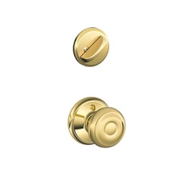 Schlage F Series Georgian Bright Brass Inside Trim Handleset 1-3/4 in.