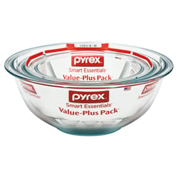 Pyrex Smart Essentials 3 pk Glass Clear Mixing Bowl Set 3 pc