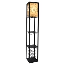 Simple Designs 62.75 in. Black Etagere Storage Floor Lamp