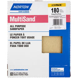 Norton MultiSand 11 in. L X 9 in. W 180 Grit Aluminum Oxide All Purpose Sandpaper 25 pk