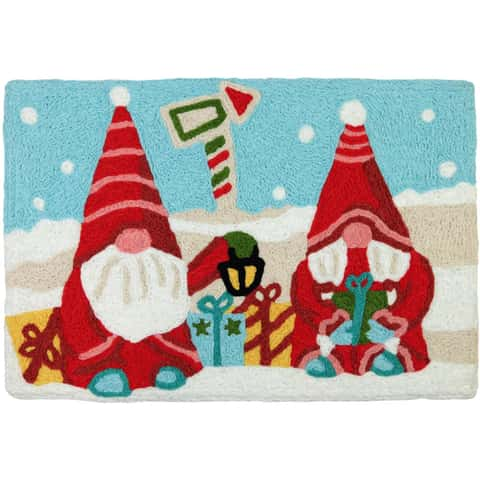 2 Pieces Kitchen Mats Floor Area Rug Set Gnome with Basket Eggs