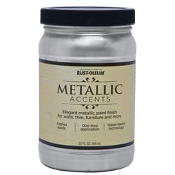 Rust-Oleum Metallic Accents Metallic Sterling Silver Water-Based Paint Exterior and Interior 1 qt