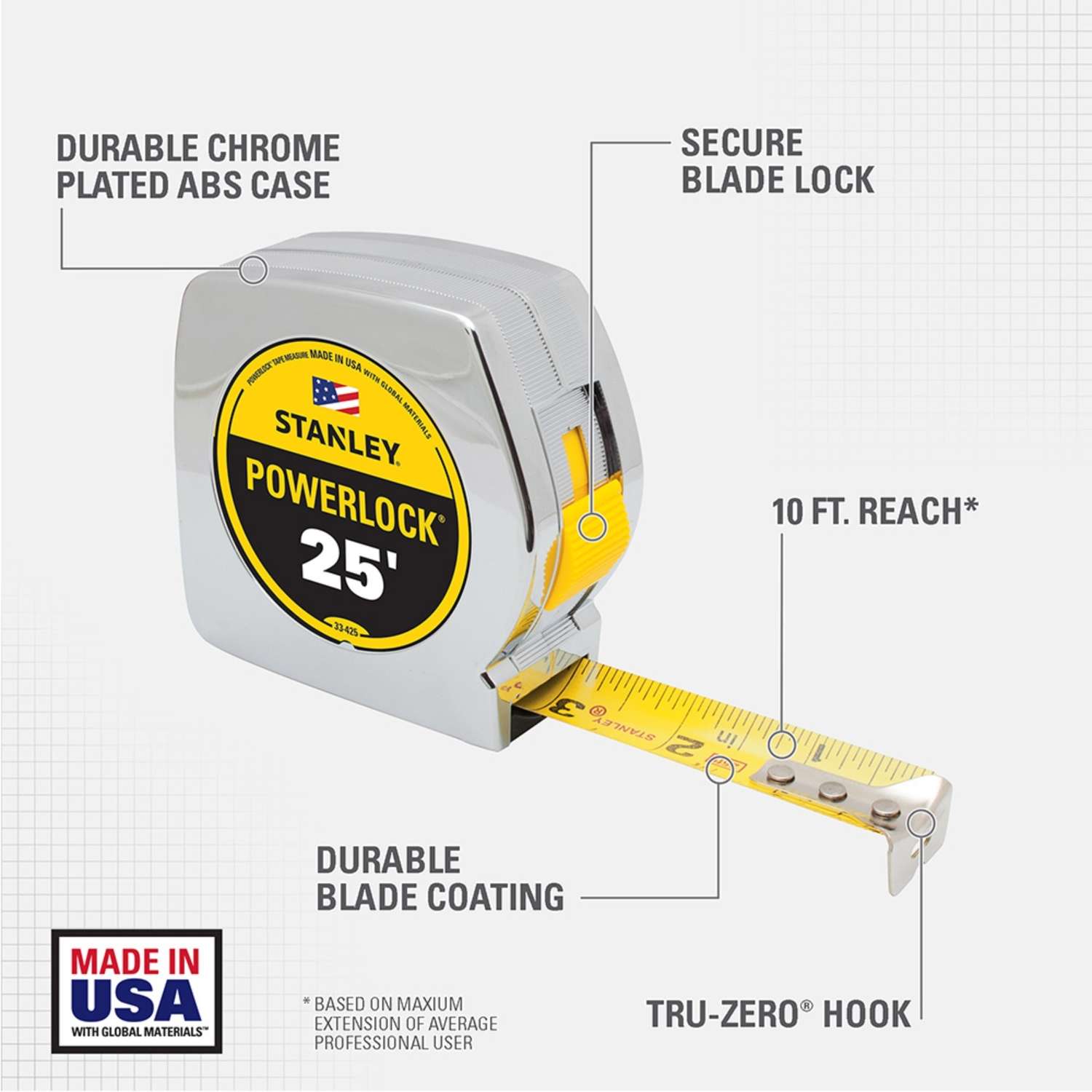 Stanley PowerLock 3 ft. L X 0.25 in. W Keychain Tape Measure 1 pk - Ace  Hardware