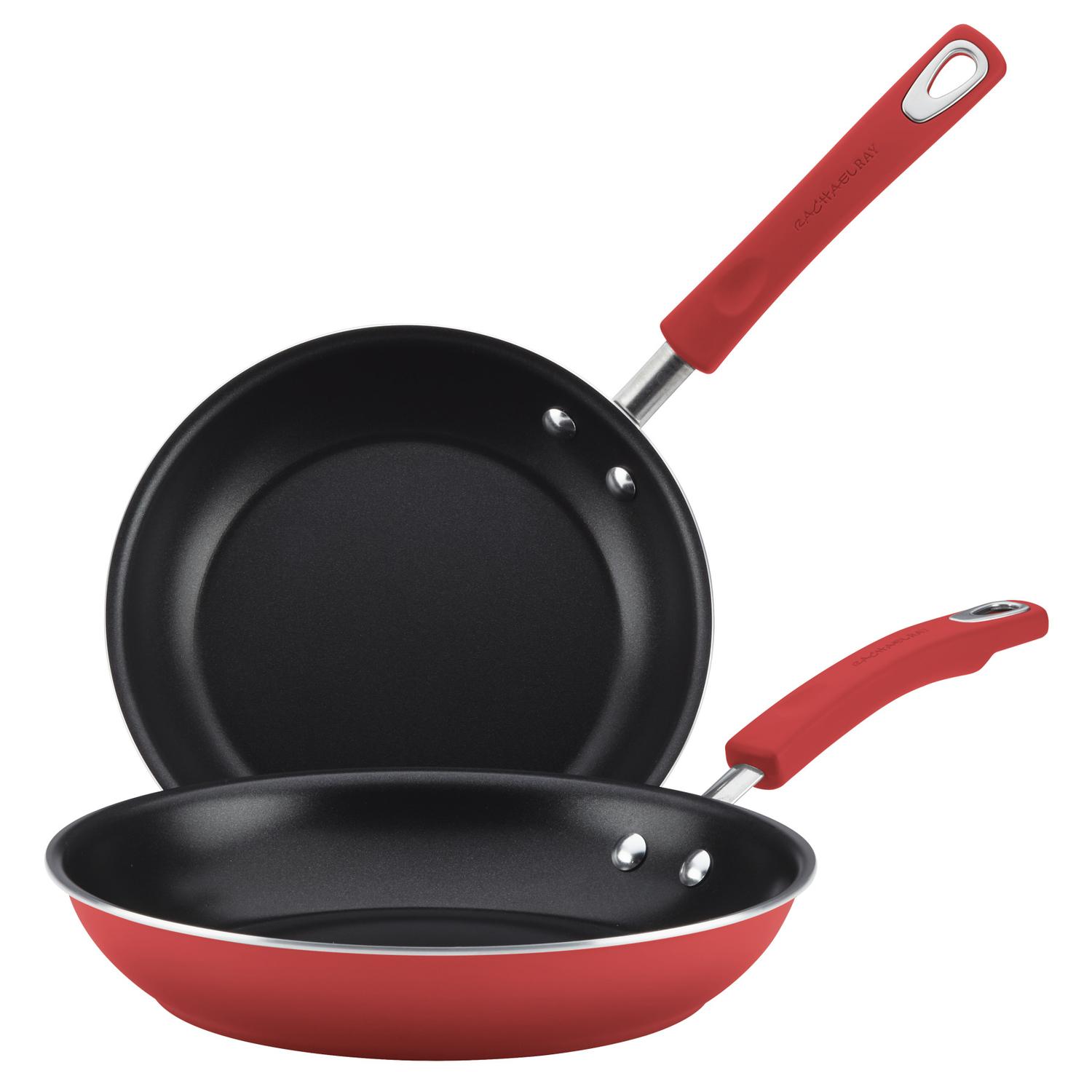 Rachael Ray Aluminum Skillet Set Red Sansujyuku sansujyuku.com