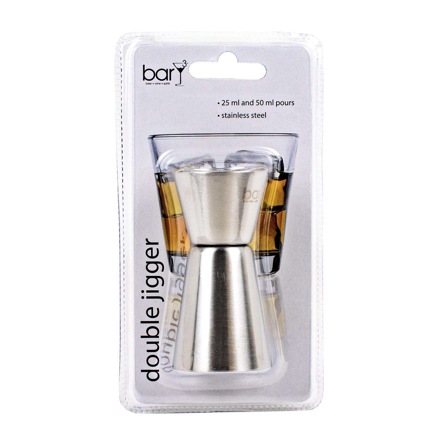 BarY3 1.5 oz Silver Stainless Steel Double Jigger Mfr# BAR