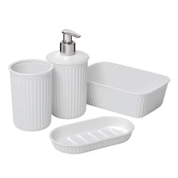 Superio Brand Matte White Smoke Plastic Bath Accessory Set