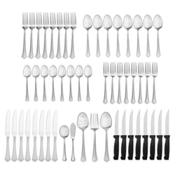 Pfaltzgraff Silver Stainless Steel Scalloped tip Flatware Set 53 pk