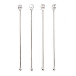 Kikkerland Design Silver Stainless Steel Skull Stirrer