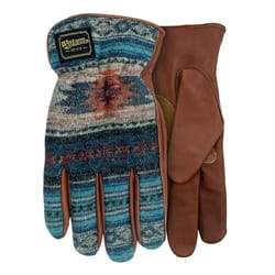 Watson Gloves Dryhide XL Goatskin Leather and Jacquard Crazy Horse Brown/Blue Gloves