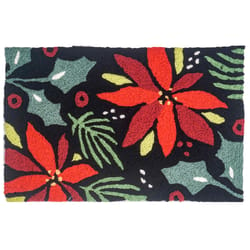 Jellybean 20 in. W X 30 in. L Multi-Color Perky Poinsettias Polyester Accent Rug