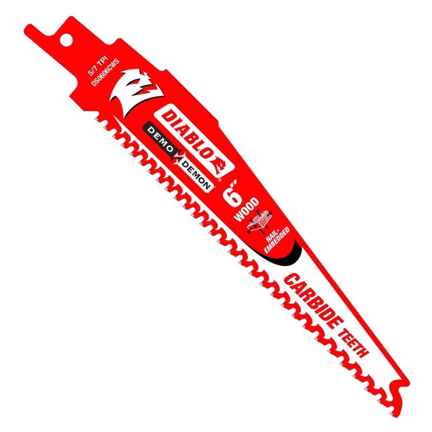 Diablo Demo Demon 6 in. Carbide Tipped Nail-Embedded Wood Reciprocating Saw Blade 5/7 TPI 10 pk Sansujyuku sansujyuku.com