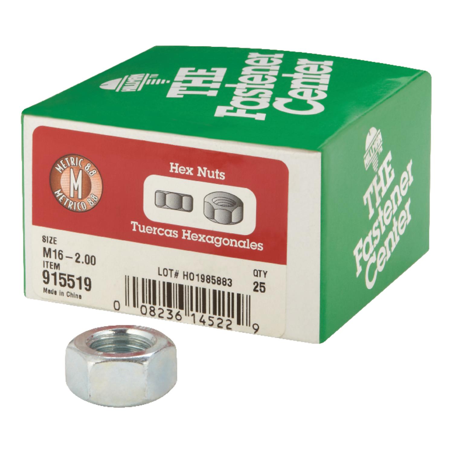 Hillman M16-2.00 mm Zinc-Plated Steel Metric Hex Nut 25 pk Hillman M16-2.00 mm Zinc-Plated Steel Metric Hex Nut 25 pk