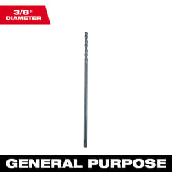 Milwaukee 3/8 in. X 12 in. L Aircraft Length Drill Bit 3-Flat Shank 1 pc