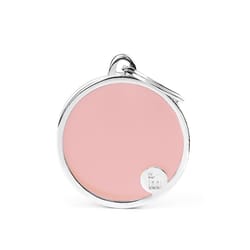 MyFamily Basic Handmade Pink Circle Aluminum Dog Pet Tags Large