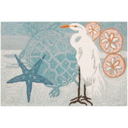 Homefires 22 in. W X 34 in. L Multi-Color Coastal Egret Polyester Accent Rug