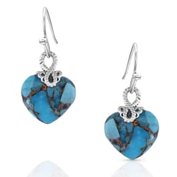Montana Silversmiths Women's Untamable Heart of Stone Silver/Turquoise Earrings Brass Water Resistan