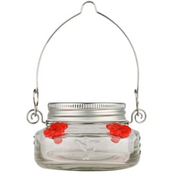 Nature's Way Hummingbird 6 oz Glass Mason Jar Bird Feeder 4 ports