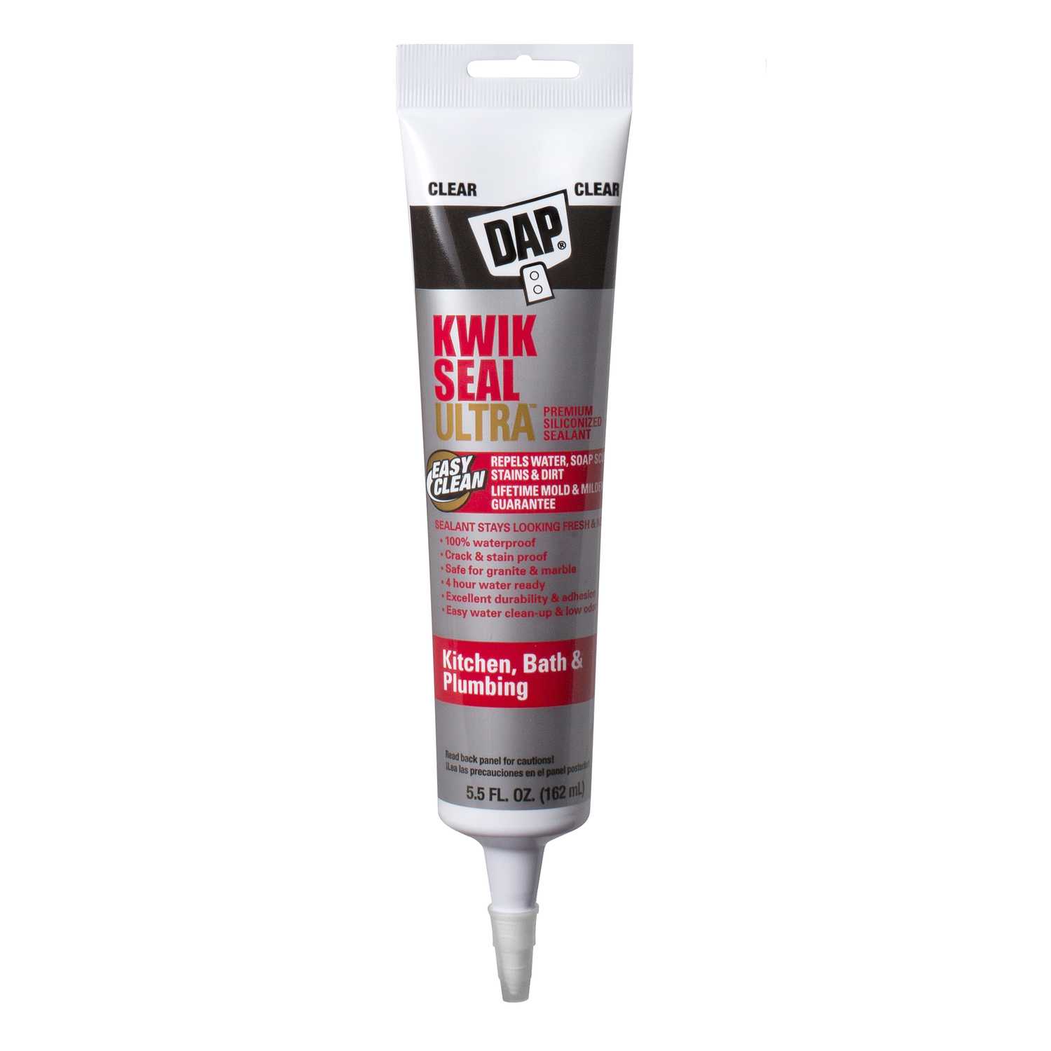 Dap Kwik Seal Ultra Clear Siliconized Acrylic Kitchen and Bath Caulk