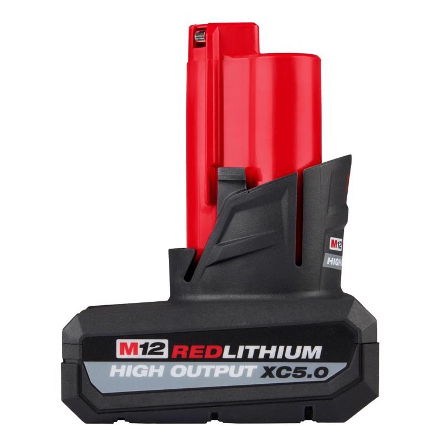 milwaukee m12 redlithium xc 5 ah lithium-ion high output battery pack 1 pc