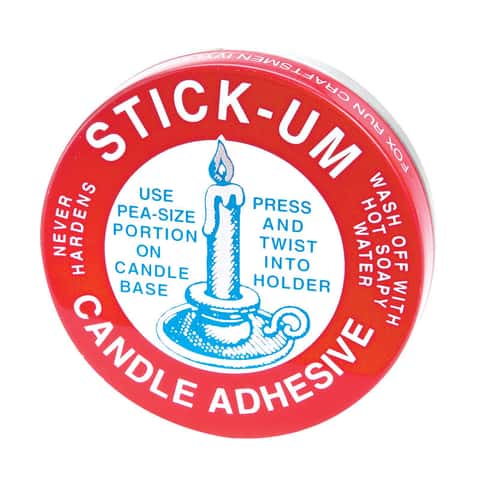 Stick-um Candle Adhesive 1 oz Tin Fox Run Craftsmen Advertising Mostly Full