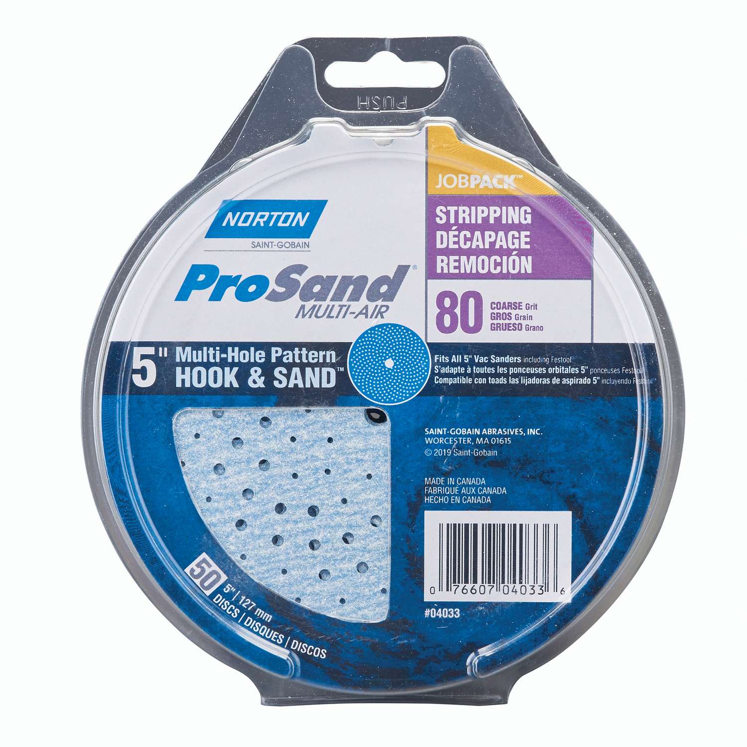 Norton ProSand 5 in. Ceramic Alumina Hook and Loop A975 Sanding Disc 80