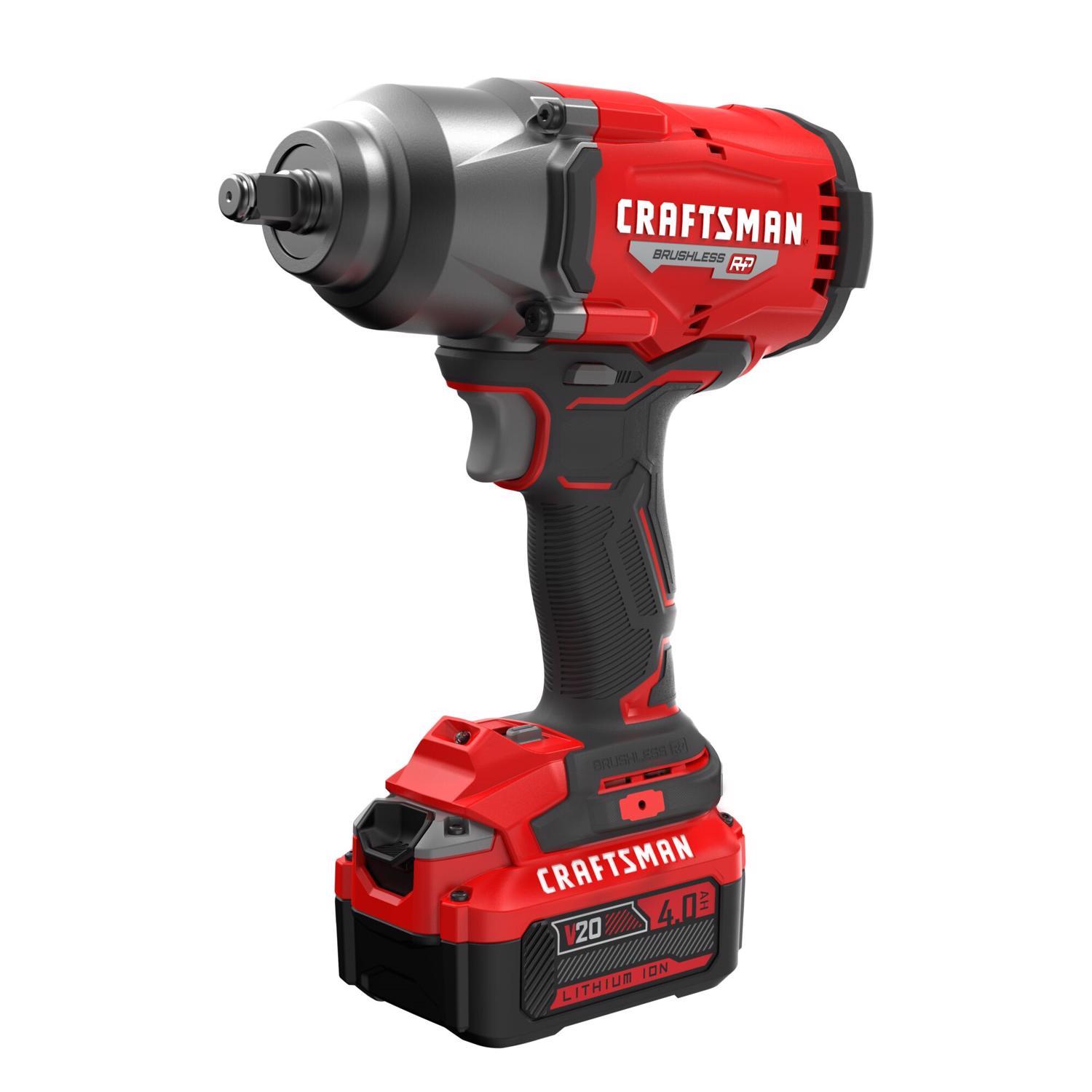 Craftsman 4-Amp 20-Volt Max Variable Speed Brushless 1/2-in Drive Cordless Impact Wrench (Battery Included)