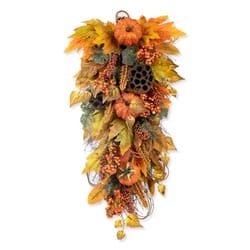 Glitzhome 25 in. Pumpkin Leaf Swag Hanging Decor