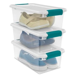 Stackable Plastic Bins, Clear, 14 3/4 x 8 1/4 x 7