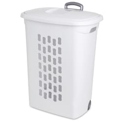 Sterilite White Plastic Wheeled Laundry Basket