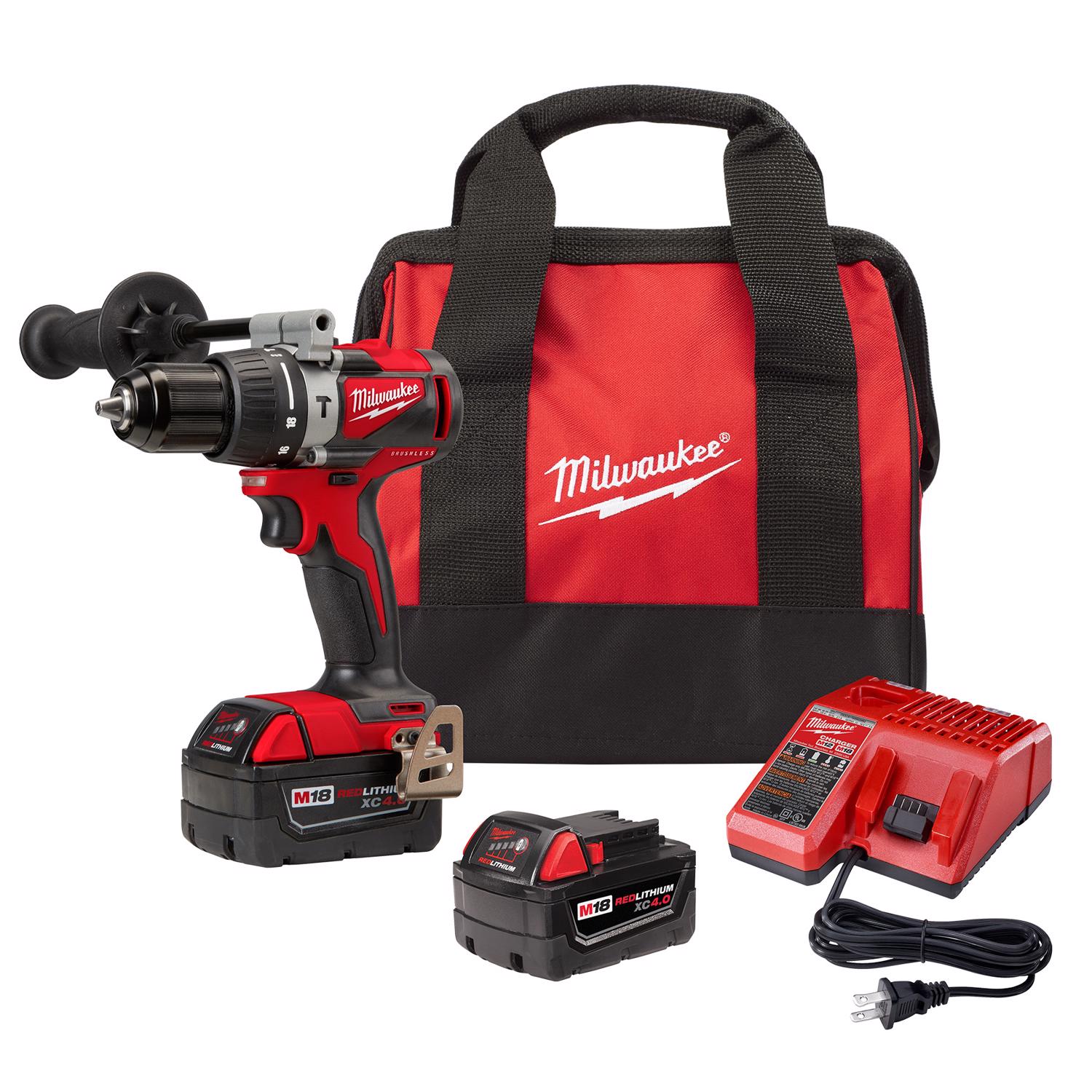 Photos - Drill / Screwdriver Milwaukee M18 1/2 in. Brushless Cordless Hammer Drill Kit (Battery & Charg 