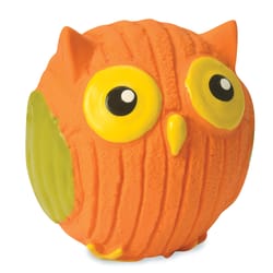 HuggleHounds Ruff-Tex Multicolored Latex Poppy The Owl Dog Toy Small