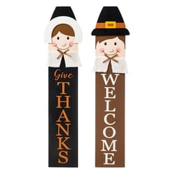 Glitzhome 42 in. Thanksgiving Pilgrim Couple Porch Signs