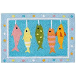 Jellybean 20 in. W X 30 in. L Multi-Color Line Caught Fish Polyester Accent Rug