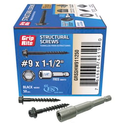 Grip-Rite No. 9 wire X 1-1/2 in. L Star Hex Washer Head Coarse Structural Screws