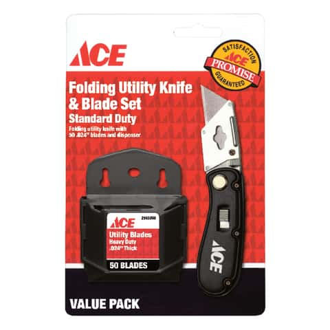 Ace Folding Utility Knife and Blade Set Black 51 pc - Ace Hardware