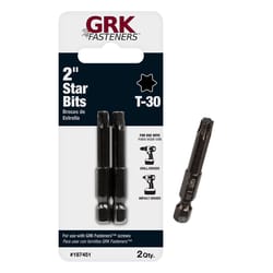 GRK Fasteners Star T30 X 2 in. L Power Bit Carbon Steel 2 pc