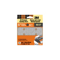 3M 5 in. Aluminum Oxide Hook and Loop Sanding Disc 40 Grit Coarse 5 pk