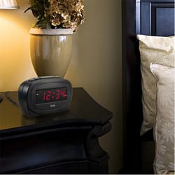 La Crosse Technology Equity 1.85 in. Black/Red Alarm Clock LED Plug-In