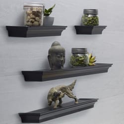 Melannco 5.12 in. H X 4.33 in. L Black Wood Ledge Shelf Set