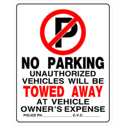 HILLMAN English White No Parking Sign 19 in. H X 15 in. W