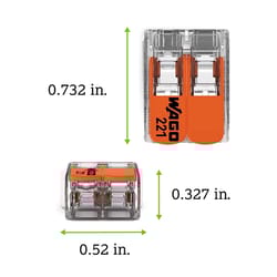 WAGO 221 Series 2 Port Lever Cable Connector 50 pk