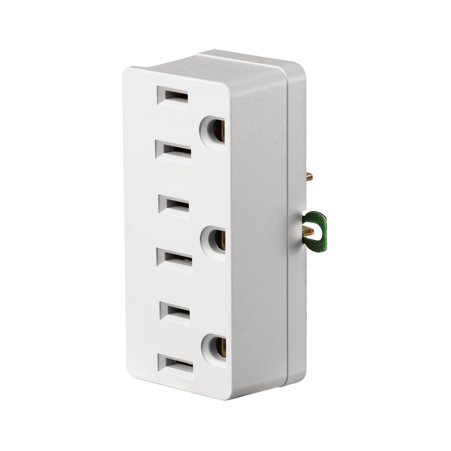 002-00698-00W Leviton Grounded 3 outlets Outlet Adapter 1 pk sku 002-00698-00W